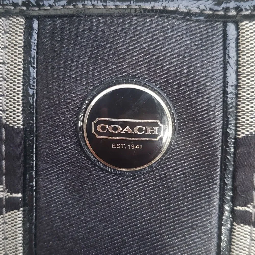 COACH Black and Gray Signature Foldover Tote Bag No. H1369-F23304